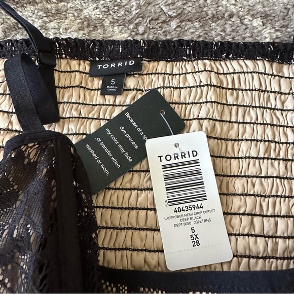 NWT Torrid Lace Corset Crop Top Deep Black Mesh - Picture 7 of 9
